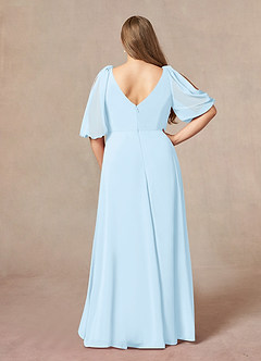 Azazie Bronwyn Mother of the Bride Dresses Sky Blue A-Line V-Neck Ruched Chiffon Dress image7