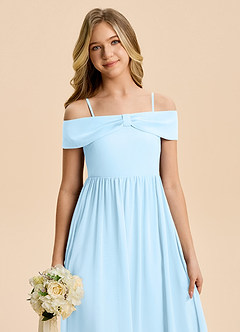 Azazie Coran Junior Vestido de Azul Cielo de Gasa de Corte en A con Vestidos sin tirantes image2