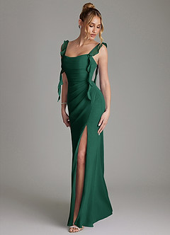Azazie Jessamine Bridesmaid Dresses Emerald Mermaid Corset Chiffon Dress image6