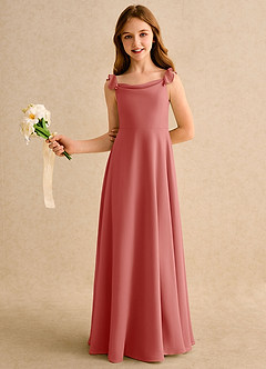 Azazie Puppy Girls Formal Flower Girl Dresses Antique Rose A-Line Pleated Chiffon Dress image4