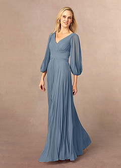 Azazie Zahara Mother of the Bride Dresses Twilight A-Line V-Neck Pleated Chiffon Dress image3