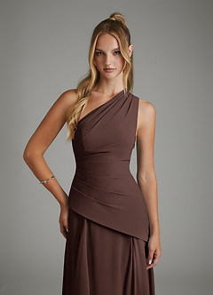Azazie Holly Bridesmaid Dresses Ganache A-Line Corset Chiffon Dress image6