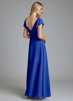 Azazie Omari Vestidos de damas de honor Vestido de Azul Real de Gasa de Corte en A image2