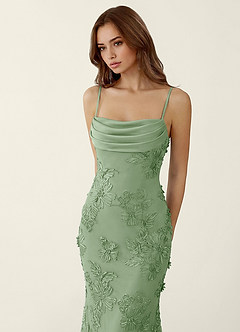 Bellatrix Sauge Robe de bal sirène corset à fleurs 3D et laçage au dos image5
