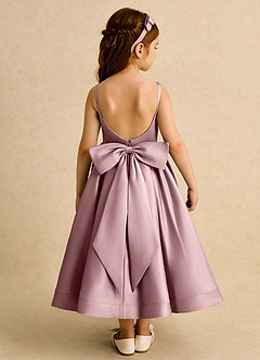 Azazie Babs Blumenmädchenkleider Ballkleid Plissee Matte Satin Kleid Altrosa image6