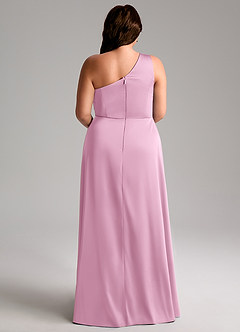Azazie Brooke Bridesmaid Dresses Candy Pink A-Line One Shoulder Stretch Satin Dress image2