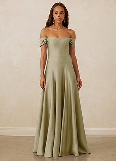 Christian Siriano Bridal for Azazie 1002 Vestidos de damas de honor Vestido de Musgo Verde de Satén Elástico de Corte en A Convertible con Vestidos sin tirantes image2