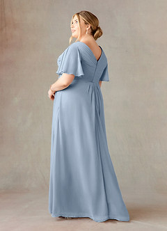 Azazie Morning Glory Mother of the Bride Dresses Dusty Blue A-Line V-Neck Ruched Chiffon Dress image8