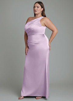 Azazie Akilah Brudtärnklänningar Klänning av Sjöjungfru i Stretch Satin One-shoulder Frostad Lila image11