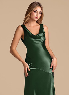 Azazie Rylina 신부 들러리 드레스 인어 메탈릭 새틴 바닥 길이 드레스 image7