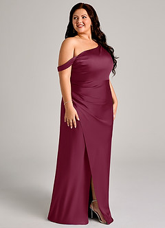 Azazie Madelyn Bridesmaid Dresses Mulberry Mermaid One Shoulder Stretch Satin Convertible Dress image12