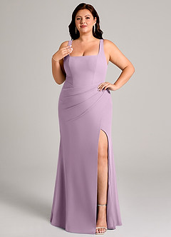 Azazie Mero Bridesmaid Dresses Wisteria Sheath Pleated Chiffon Dress image11