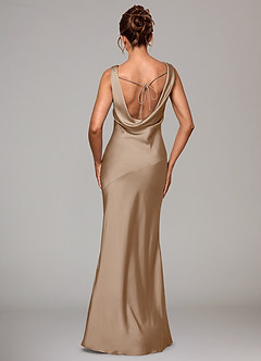 Azazie Rylina Bridesmaid Dresses Taupe Mermaid Stretch Satin Dress image5