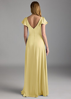 Azazie Omari Bridesmaid Dresses Lemon Sorbet A-Line Stretch Satin Dress image2
