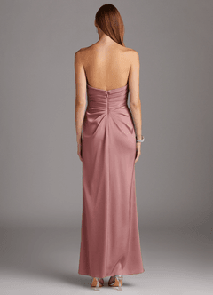 Azazie Lexie Final Sale Dusty Rose Sheath Strapless Stretch Satin Convertible Dress image3