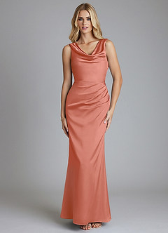 Azazie Tallie Suknie dla druhen Syrena Pofałdowany Satyna elastyczna Do ziemi Sukienka image9