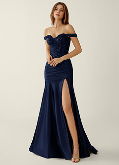 Briareny Neptune Lace Sequin Embroidery Stretch Satin Prom Dress image5