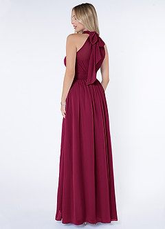 Azazie Iman Vestidos de damas de honor Vestido Borgoña de Gasa de Línea A con Línea A fruncida image5