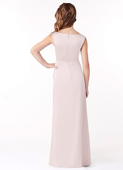 Azazie Sadia Junior Vestido de Rosa Rubor de Satin Mate de Corte En A con Plisado image3