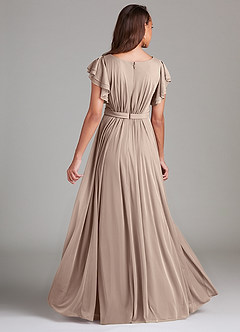 Azazie Daphne Modest Bridesmaid Dresses A-Line Ruched Mesh Floor-Length Dress image2