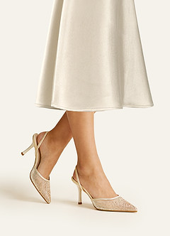 front 스팽글 메시 슬링백 힐