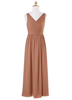 Azazie Kora Junior Bronzer A-Line Pleated Chiffon Dress image5