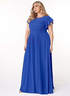 Azazie Daphne Modest Bridesmaid Dresses A-Line Ruffled Chiffon Floor-Length Dress image9