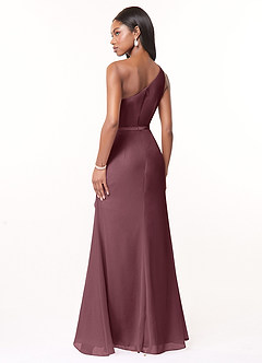 Azazie Liza Bridesmaid Dresses Sangria Mermaid One Shoulder Chiffon Dress image8