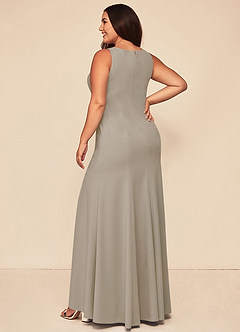 Azazie Rogue Bridesmaid Dresses Taupe Mermaid Scoop Side Slit Stretch Crepe Dress image8