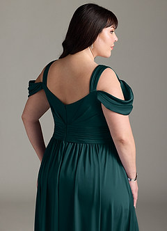 Azazie Lianne Jurken voor bruidsmeisjes Jurk van Stretch Satijn met A-Lijn Off the Shoulder Pijnboom image15