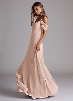 Azazie Marley Bridesmaid Dresses English Rose A-Line Off the Shoulder Chiffon Convertible Dress image3