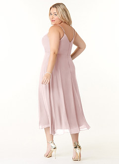 Azazie Clarissa Robes de demoiselle d'honneur Robe Trapèze en Mousseline de soie Col en V Rose Pâle image10