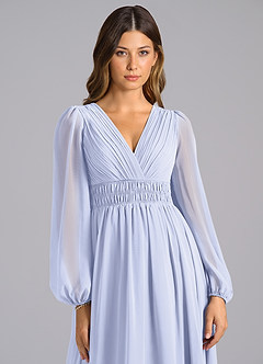 Azazie Palerma Bridesmaid Dresses Lavender A-Line Long Sleeve Chiffon Dress image6