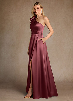 Azazie Easton Kleider für die Brautmutter A-Linie One-Shoulder Stretch-Satin Kleid Merlot image2