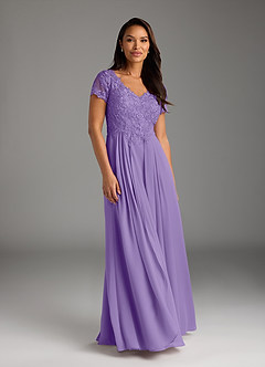 Azazie Dunja Mother of the Bride Dresses Tahiti A-Line V-Neck Lace Chiffon Dress image3