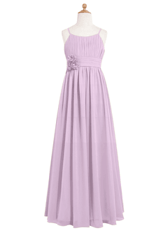 Azazie Astrid Junior Frosted Lilac A-Line Floral Chiffon Dress image7