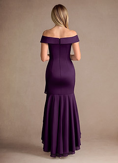 Azazie Billings Mother of the Bride Dresses Grape Mermaid Off the Shoulder Stretch Satin Dress image4