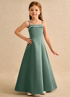 Azazie Izel Girls Formal Flower Girl Klänningar Klä A-Line i Matt satäng Plisserad image5