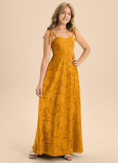 Azazie Rosey Junior Vestido de Caramelo de Devorado Floral de Corte En A con Escote de Corazón image7