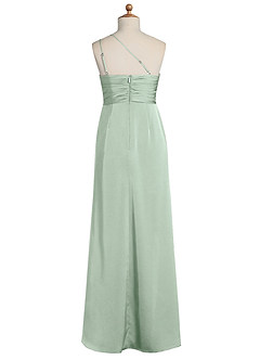 Azazie Eren Junior Agave Sheath Pleated Stretch Satin Dress image7