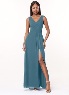 Azazie Karina Bridesmaid Dresses Bermuda A-Line Pleated Chiffon Dress image1