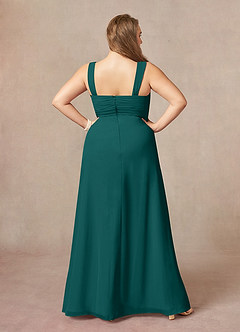 Azazie Weisz Mother of the Bride Dresses Peacock A-Line Square Neckline Pleated Chiffon Dress image12