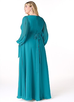 Azazie Leonia Brautjungfernkleider A-Linie Langarm Chiffon Kleider Jade image9