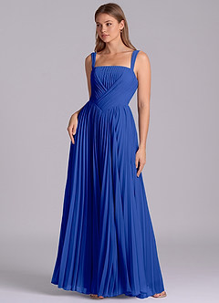 Azazie Mina Bridesmaid Dresses Royal Blue A-Line Pleated Chiffon Dress image1