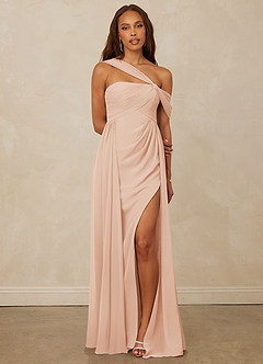 Christian Siriano Bridal for Azazie 1014 Brautjungfernkleider A-Linie Schulterfrei Chiffon Kleid Englisches Rosa image1