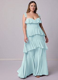 Barbie ♥ Azazie Bridesmaid Dresses Sea Glass A-Line Sweetheart Neckline Chiffon Dress image9