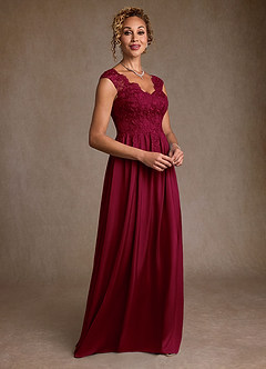 Azazie Amethyst Mother of the Bride Dresses Burgundy A-Line Lace Dress image5