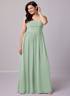 Barbie ♥ Azazie Bridesmaid Dresses Agave A-Line Corset Chiffon Dress image9