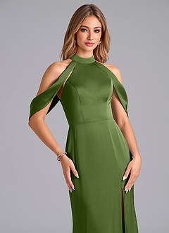 Azazie Bonny Bridesmaid Dresses Juniper Mermaid Off the Shoulder Stretch Satin Dress image5