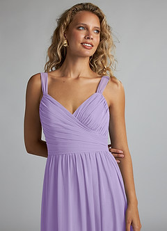 Azazie Aziza Bridesmaid Dresses Lilac A-Line V-Neck Pleated Chiffon Dress image5